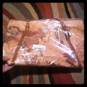 New map print tote bag. Faux leather